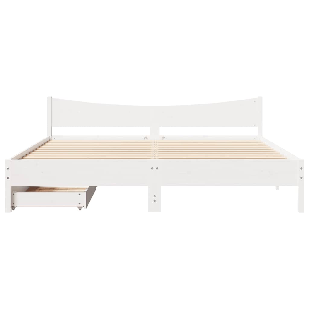 sengeramme med skuffer 180x200 cm massivt fyrretræ hvid