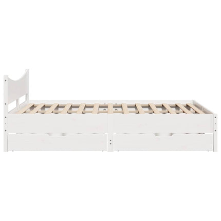 sengeramme med skuffer 150x200 cm massivt fyrretræ hvid