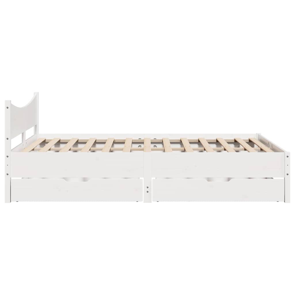 sengeramme med skuffer 120x200 cm massivt fyrretræ hvid