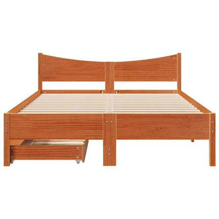 sengeramme med skuffer 120x200 cm massivt fyrretræ gyldenbrun
