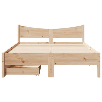 sengeramme med skuffer 140x190 cm massivt fyrretræ