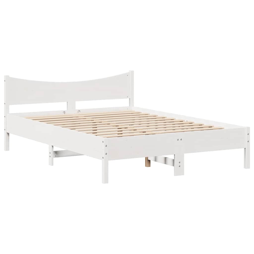 sengeramme med skuffer 140x190 cm massivt fyrretræ hvid