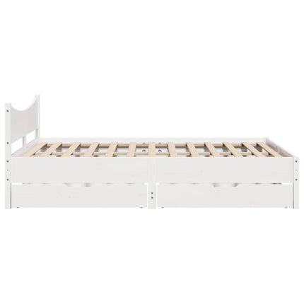sengeramme med skuffer 135x190 cm massivt fyrretræ hvid