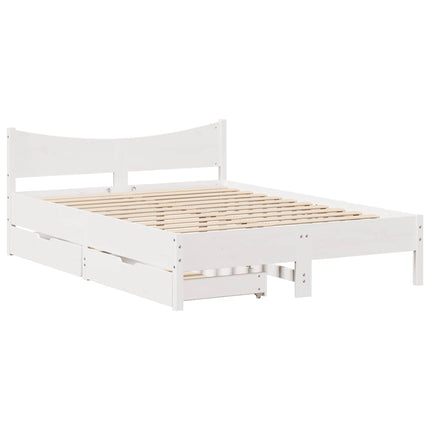 sengeramme med skuffer 120x190 cm massivt fyrretræ hvid