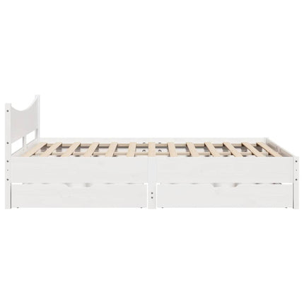 sengeramme med skuffer 120x190 cm massivt fyrretræ hvid