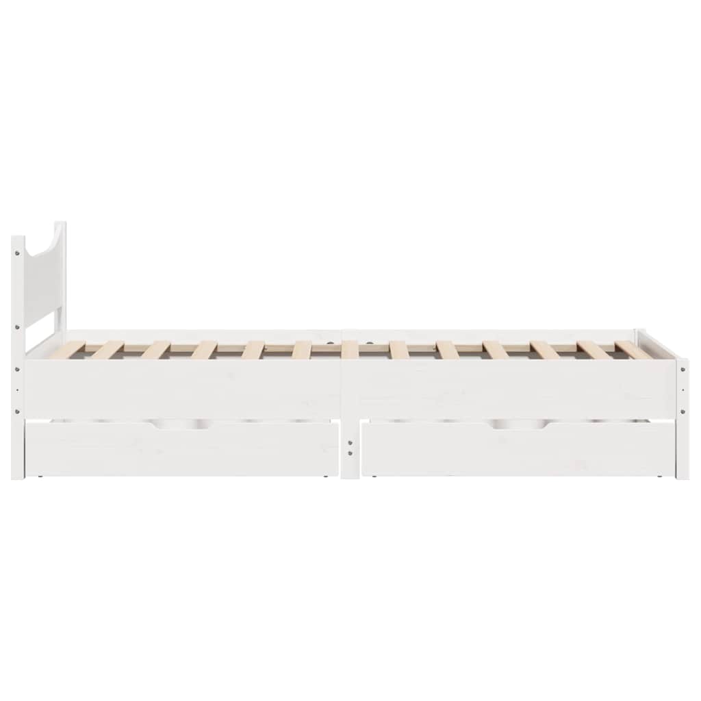 sengeramme med skuffer 75x190 cm massivt fyrretræ hvid
