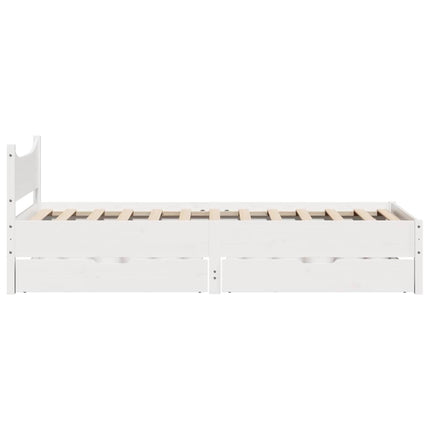 sengeramme med skuffer 75x190 cm massivt fyrretræ hvid