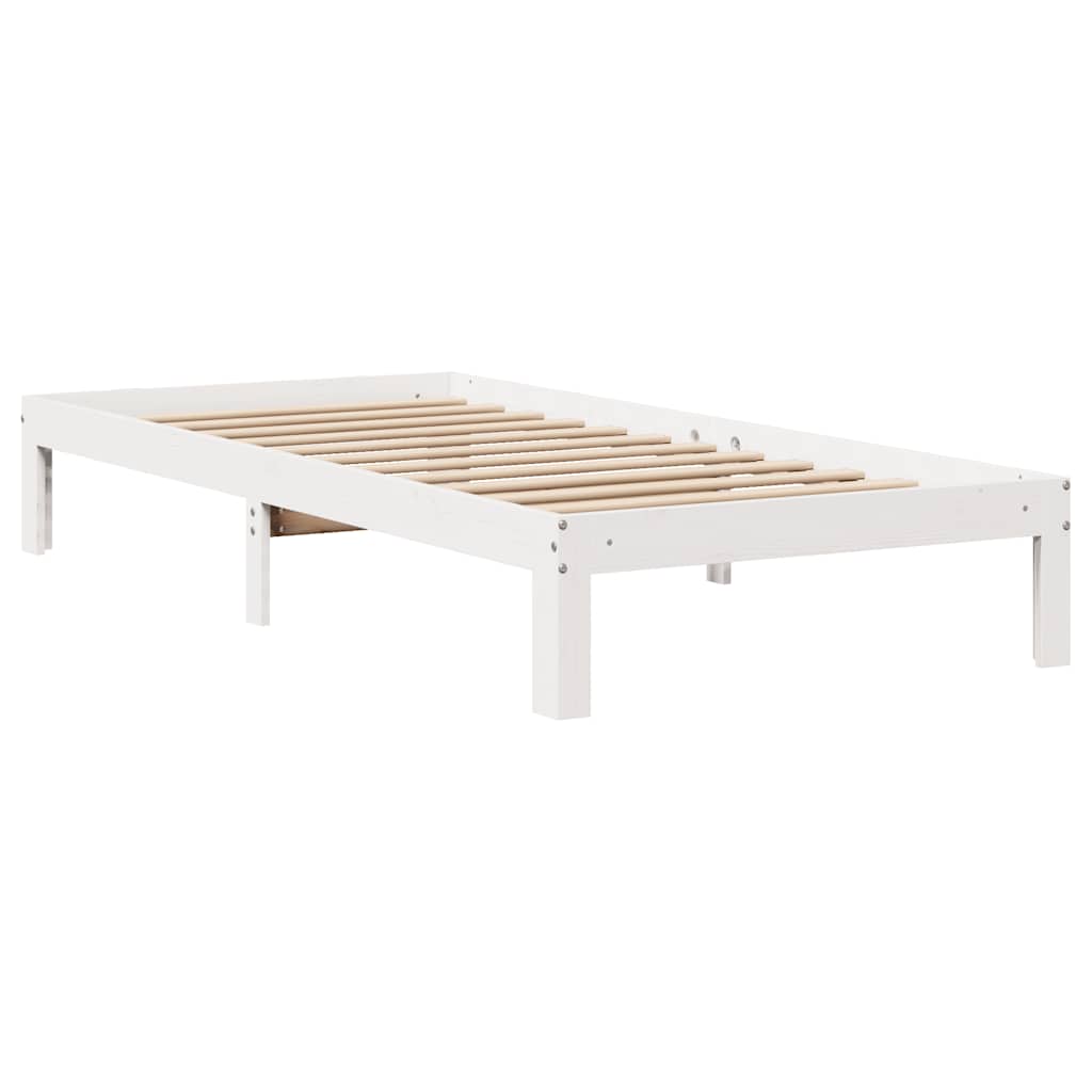 sengeramme med skuffer 75x190 cm massivt fyrretræ hvid