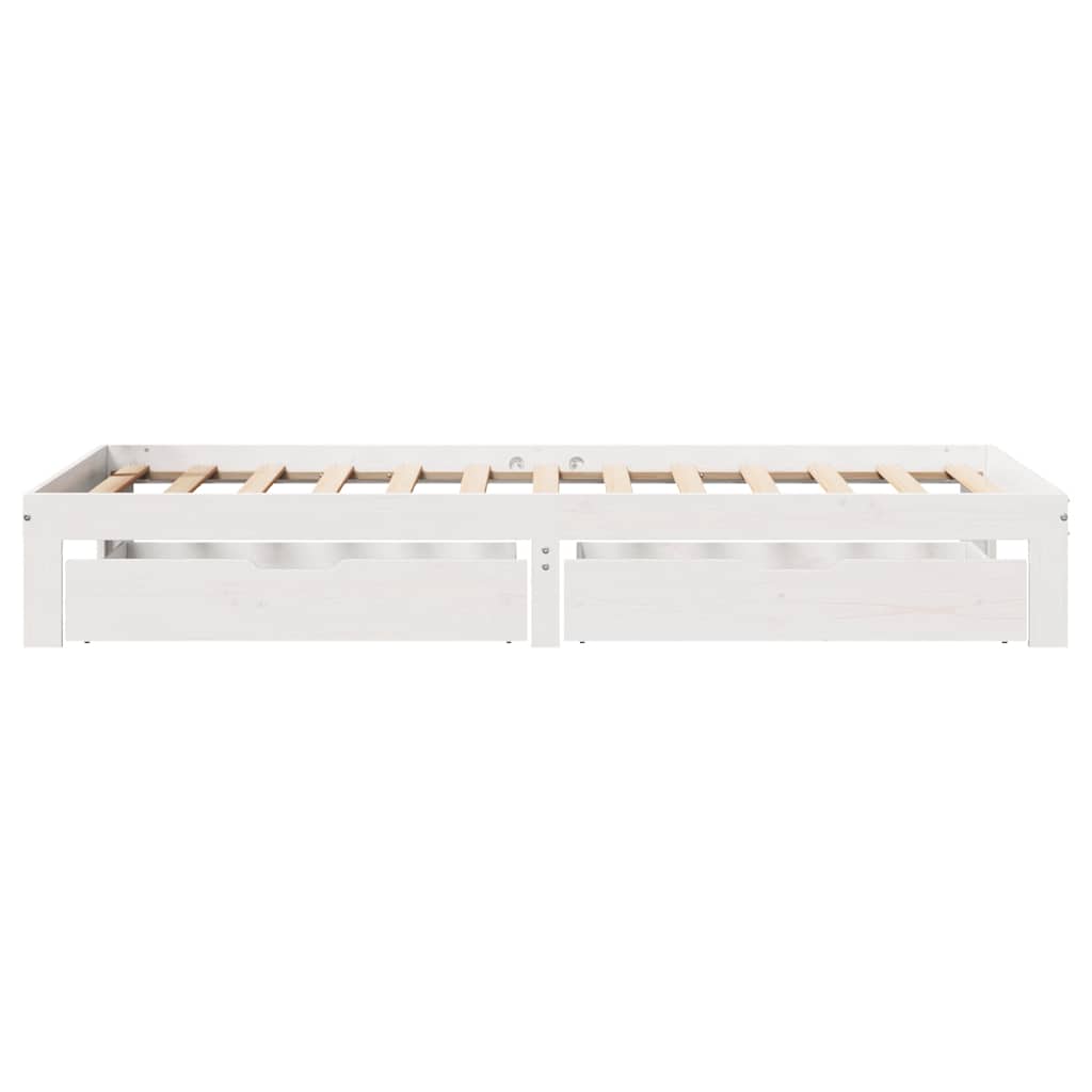 sengeramme med skuffer 75x190 cm massivt fyrretræ hvid