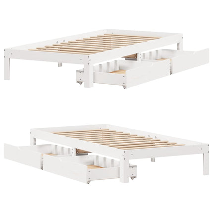 sengeramme med skuffer 90x200 cm massivt fyrretræ hvid