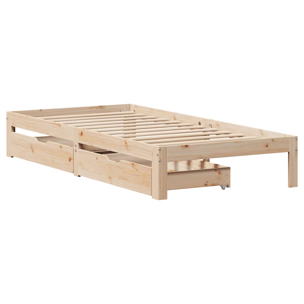 sengeramme med skuffer 100x200 cm massivt fyrretræ