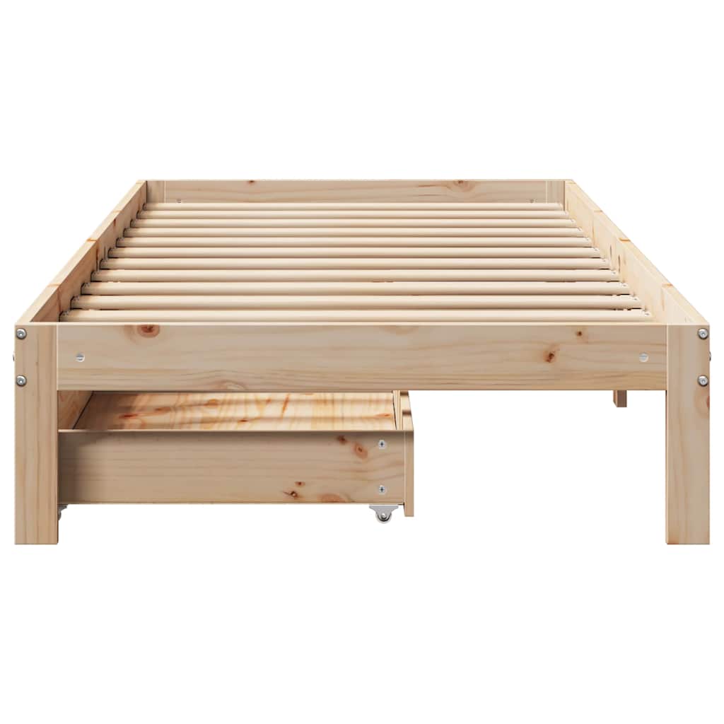 sengeramme med skuffer 100x200 cm massivt fyrretræ