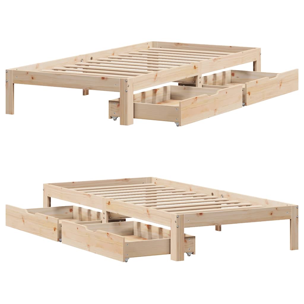 sengeramme med skuffer 100x200 cm massivt fyrretræ