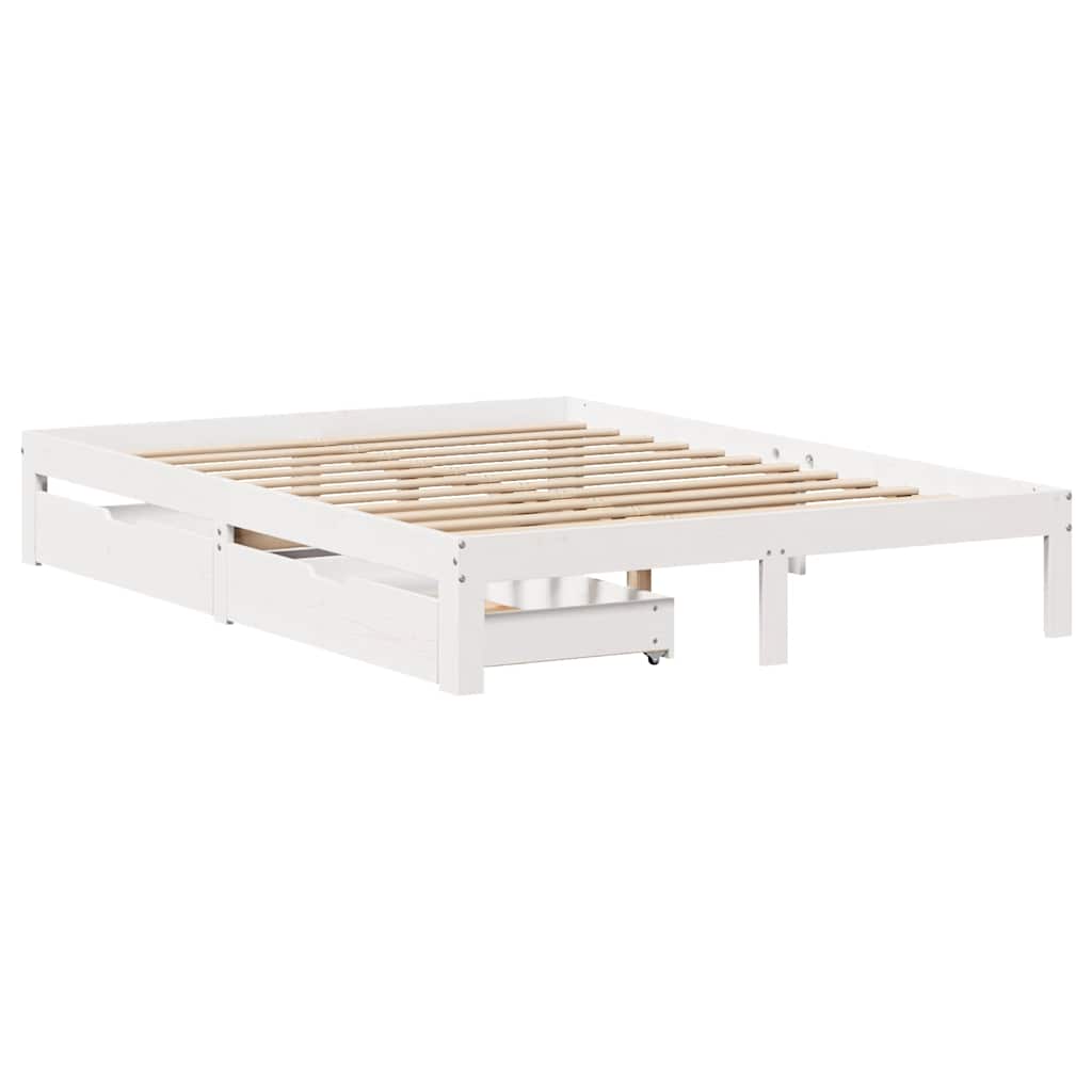 sengeramme med skuffer 120x200 cm massivt fyrretræ hvid