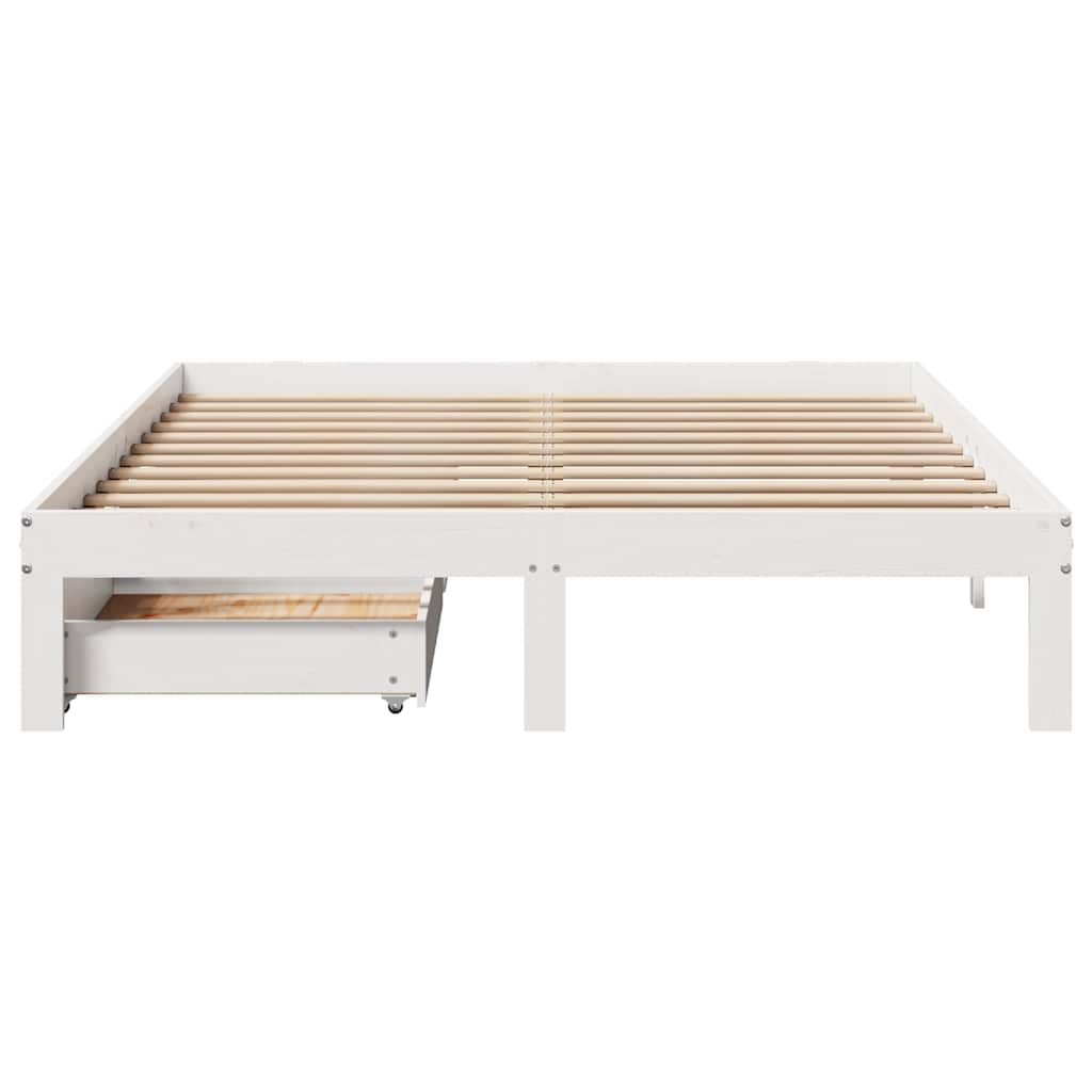 sengeramme med skuffer 120x200 cm massivt fyrretræ hvid
