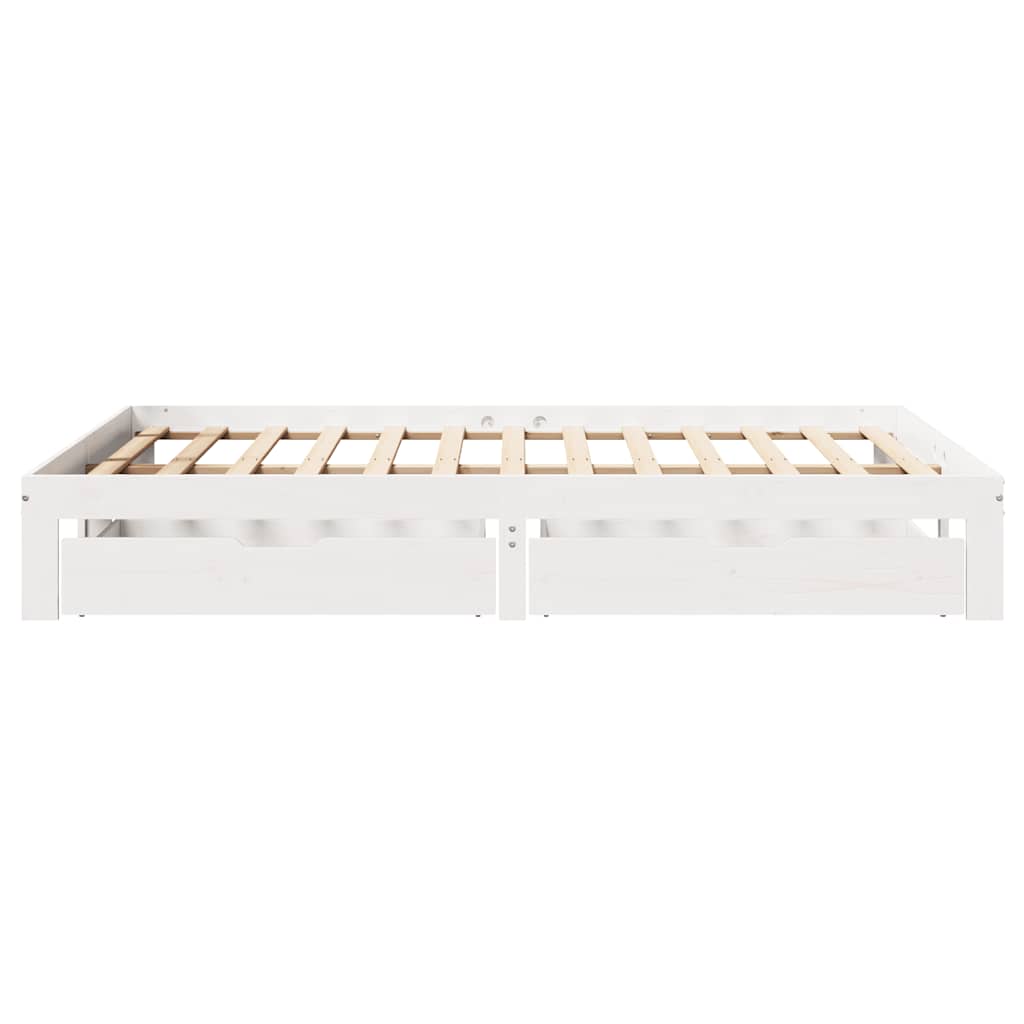sengeramme med skuffer 120x200 cm massivt fyrretræ hvid