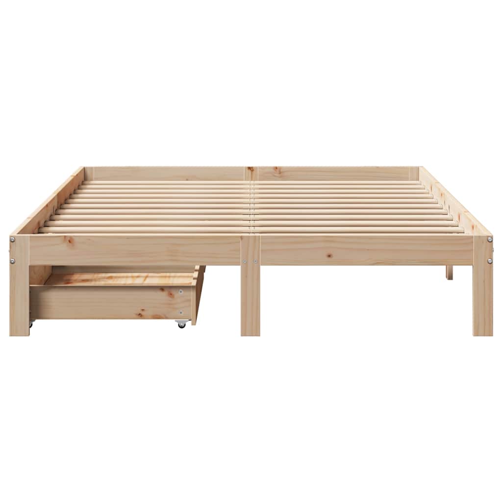 sengeramme med skuffer 140x200 cm massivt fyrretræ