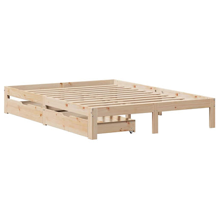 sengeramme med skuffer 160x200 cm massivt fyrretræ