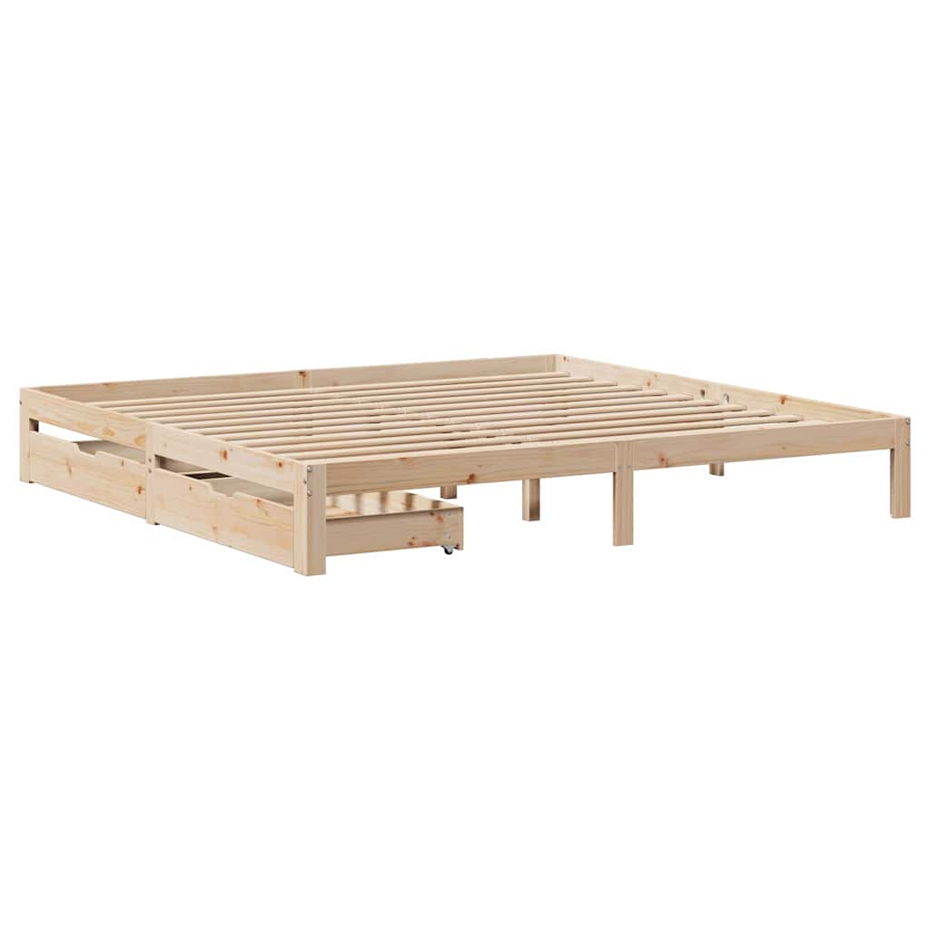 sengeramme med skuffer 180x200 cm massivt fyrretræ