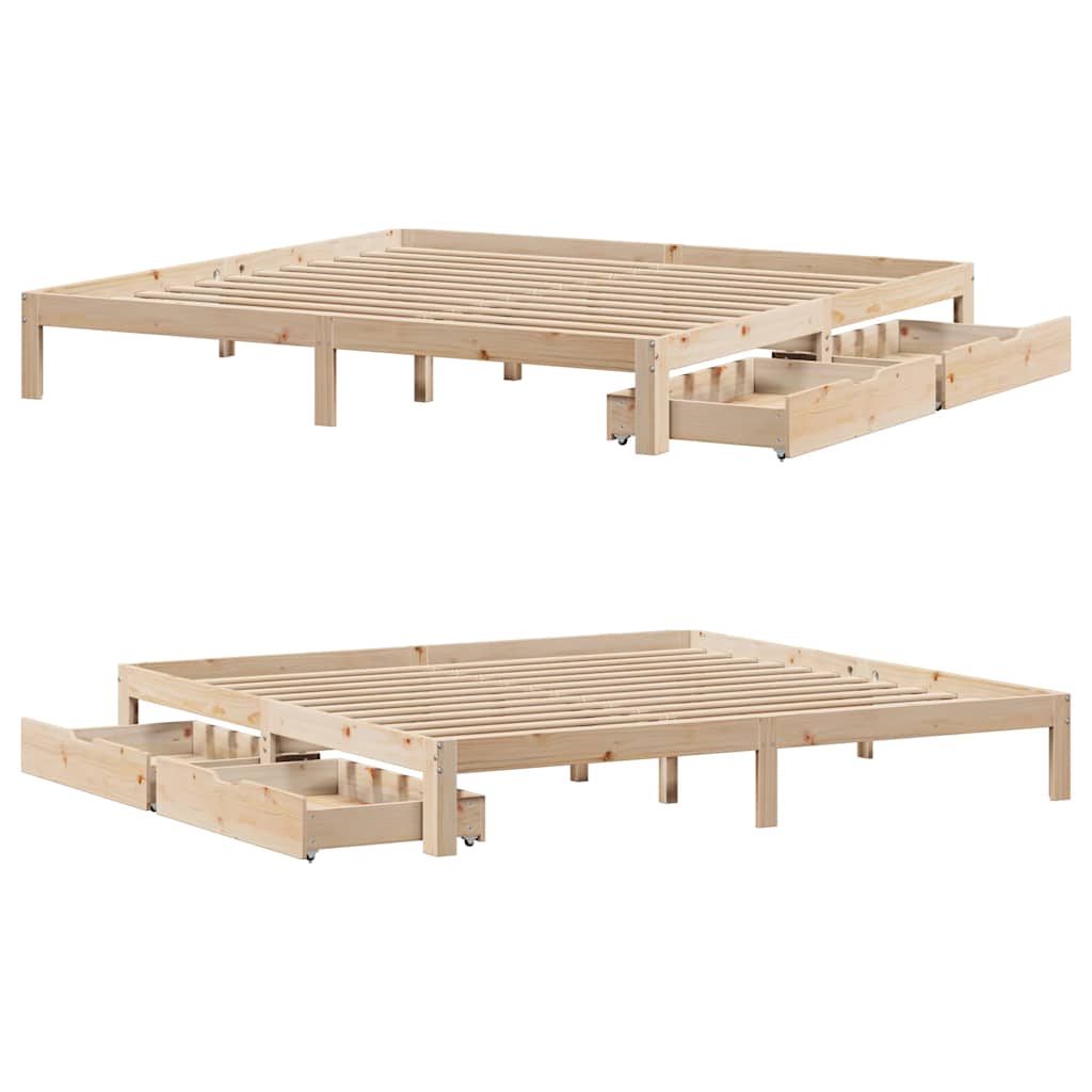 sengeramme med skuffer 180x200 cm massivt fyrretræ