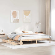 sengeramme med skuffer 180x200 cm massivt fyrretræ