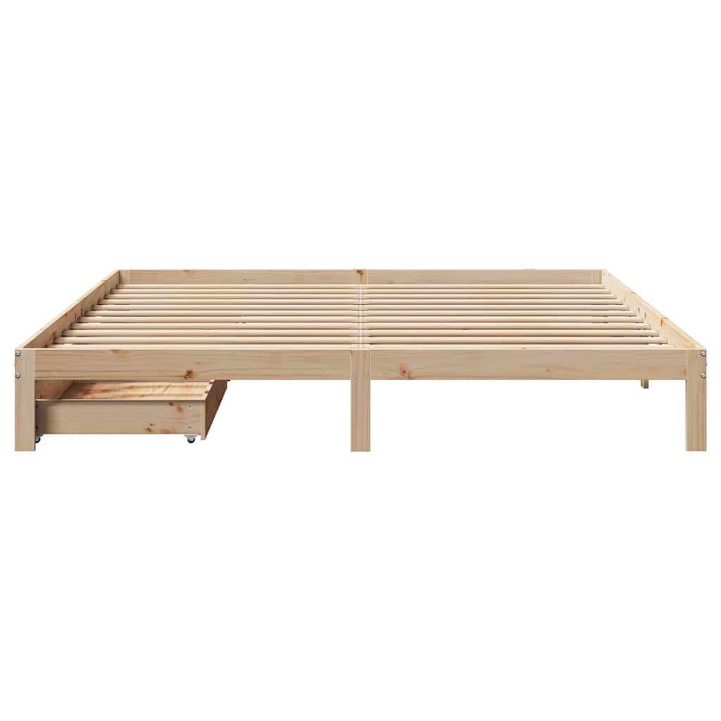sengeramme med skuffer 200x200 cm massivt fyrretræ