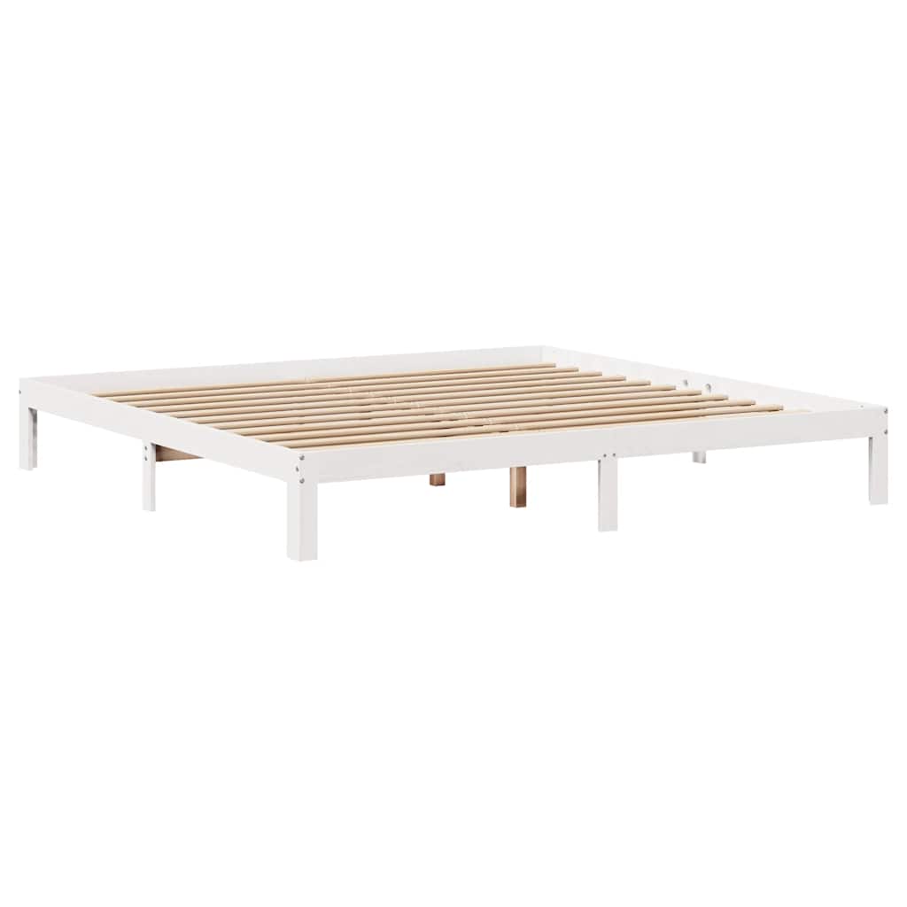 sengeramme med skuffer 200x200 cm massivt fyrretræ hvid