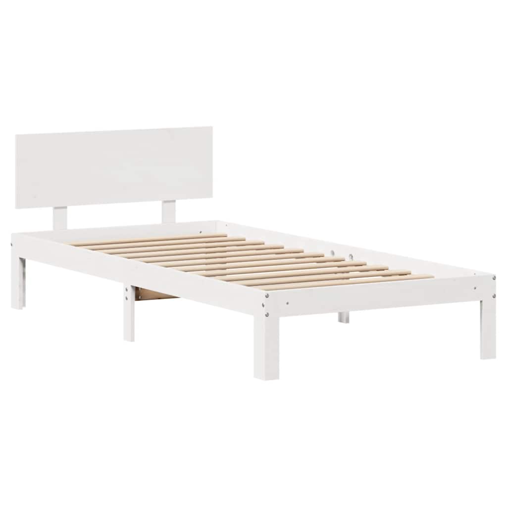 sengeramme med skuffer 100x200 cm massivt fyrretræ hvid
