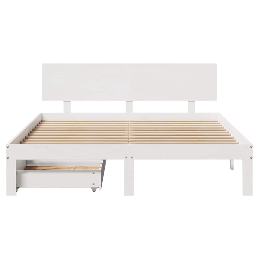sengeramme med skuffer 120x200 cm massivt fyrretræ hvid