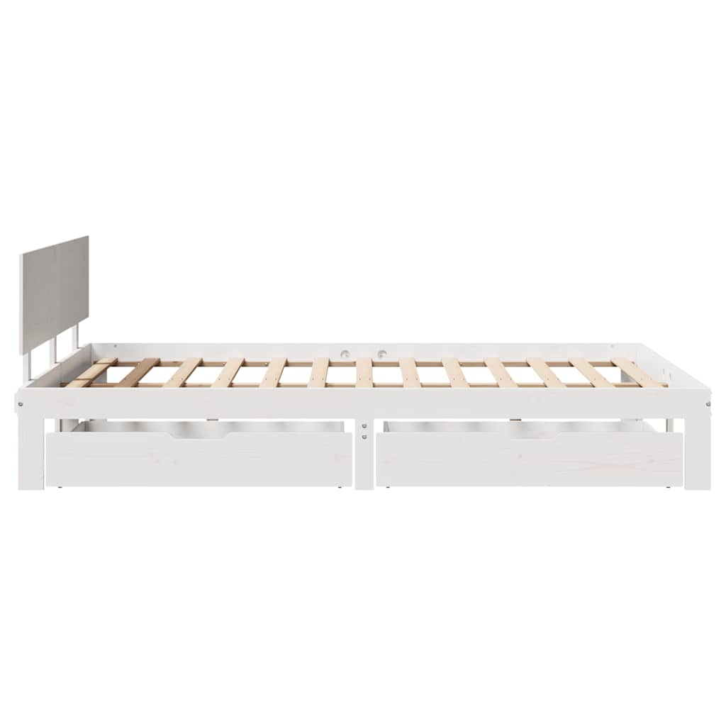 sengeramme med skuffer 120x200 cm massivt fyrretræ hvid