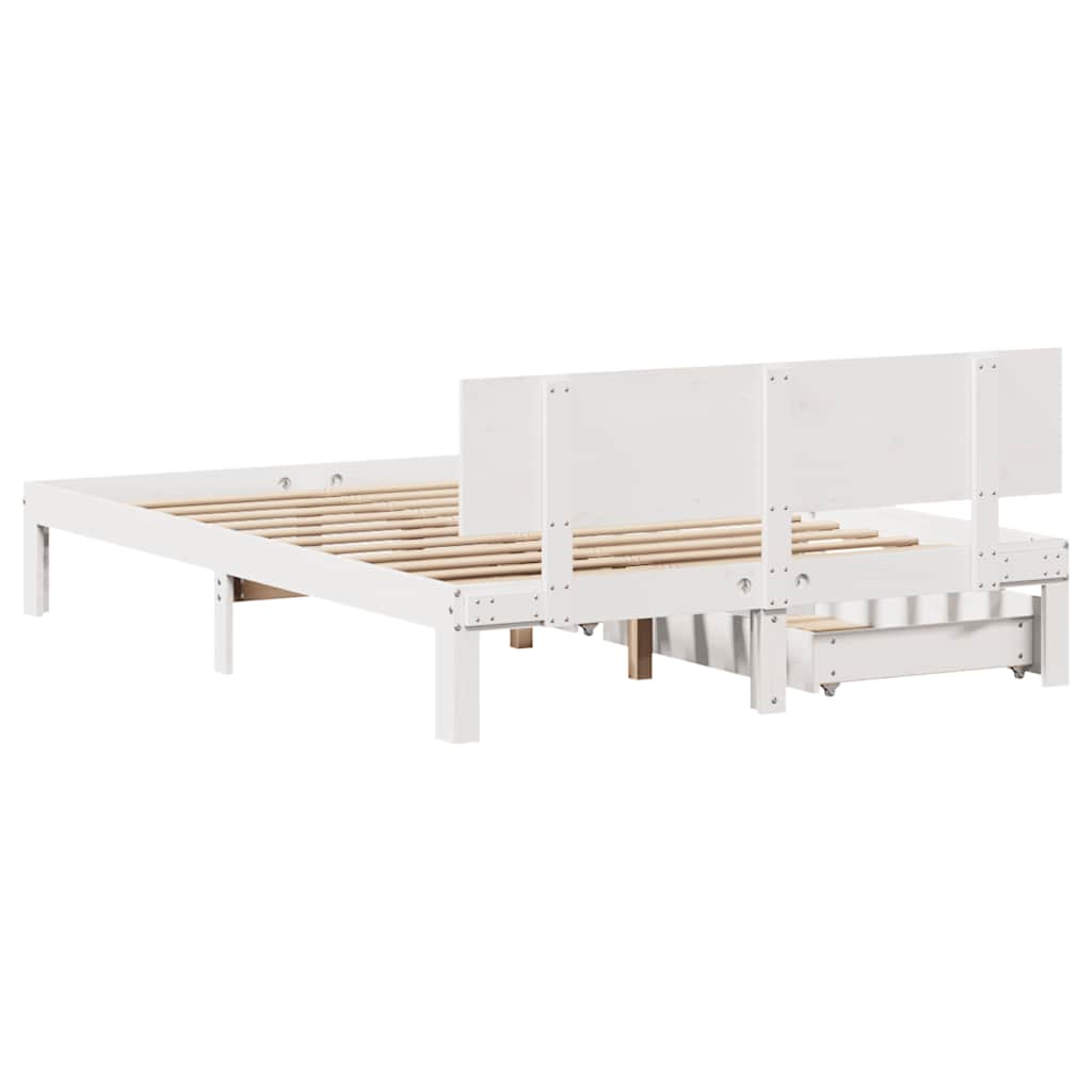 sengeramme med skuffer 120x200 cm massivt fyrretræ hvid
