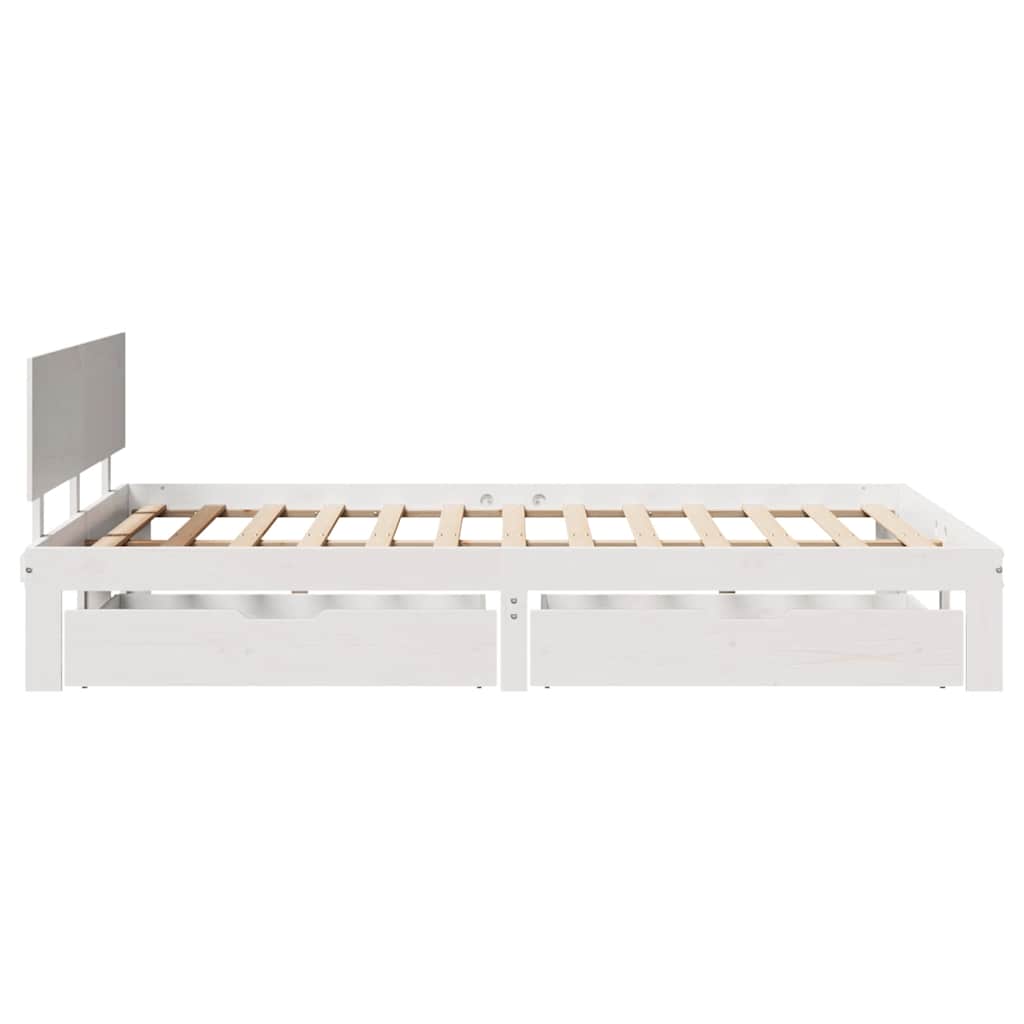 sengeramme med skuffer 140x200 cm massivt fyrretræ hvid