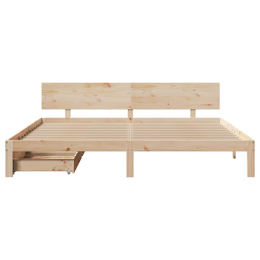 sengeramme med skuffer 200x200 cm massivt fyrretræ