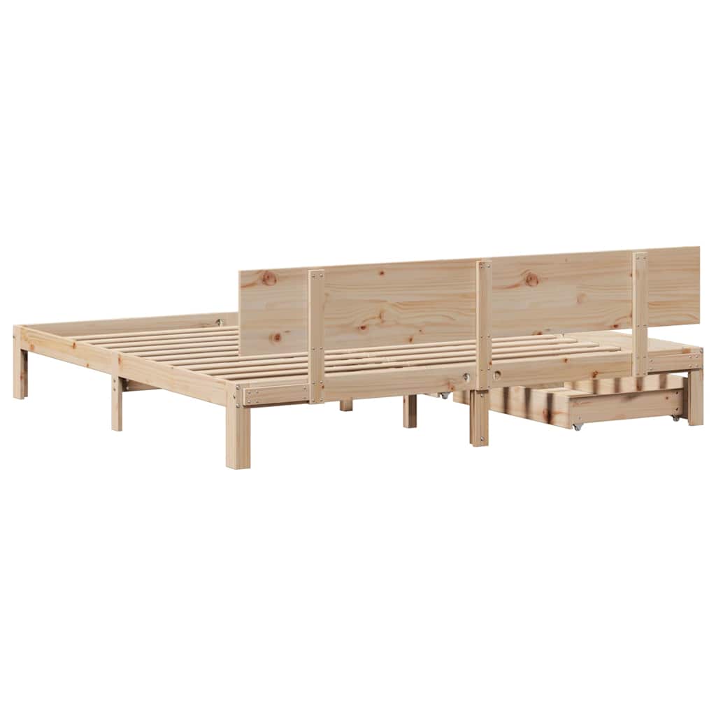 sengeramme med skuffer 200x200 cm massivt fyrretræ