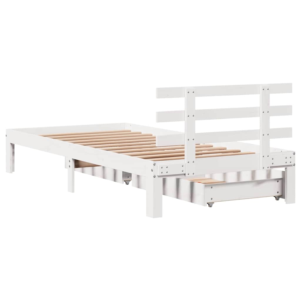 sengeramme med skuffer 90x190 cm massivt fyrretræ hvid