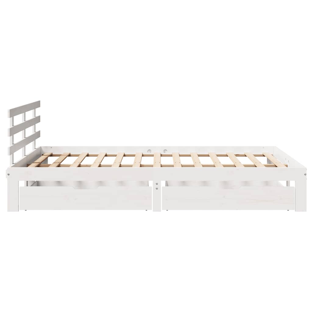 sengeramme med skuffer 140x190 cm massivt fyrretræ hvid
