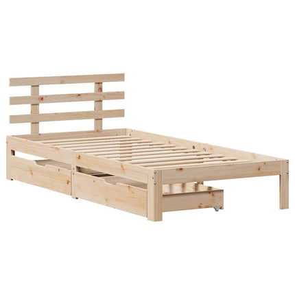 sengeramme med skuffer 90x200 cm massivt fyrretræ