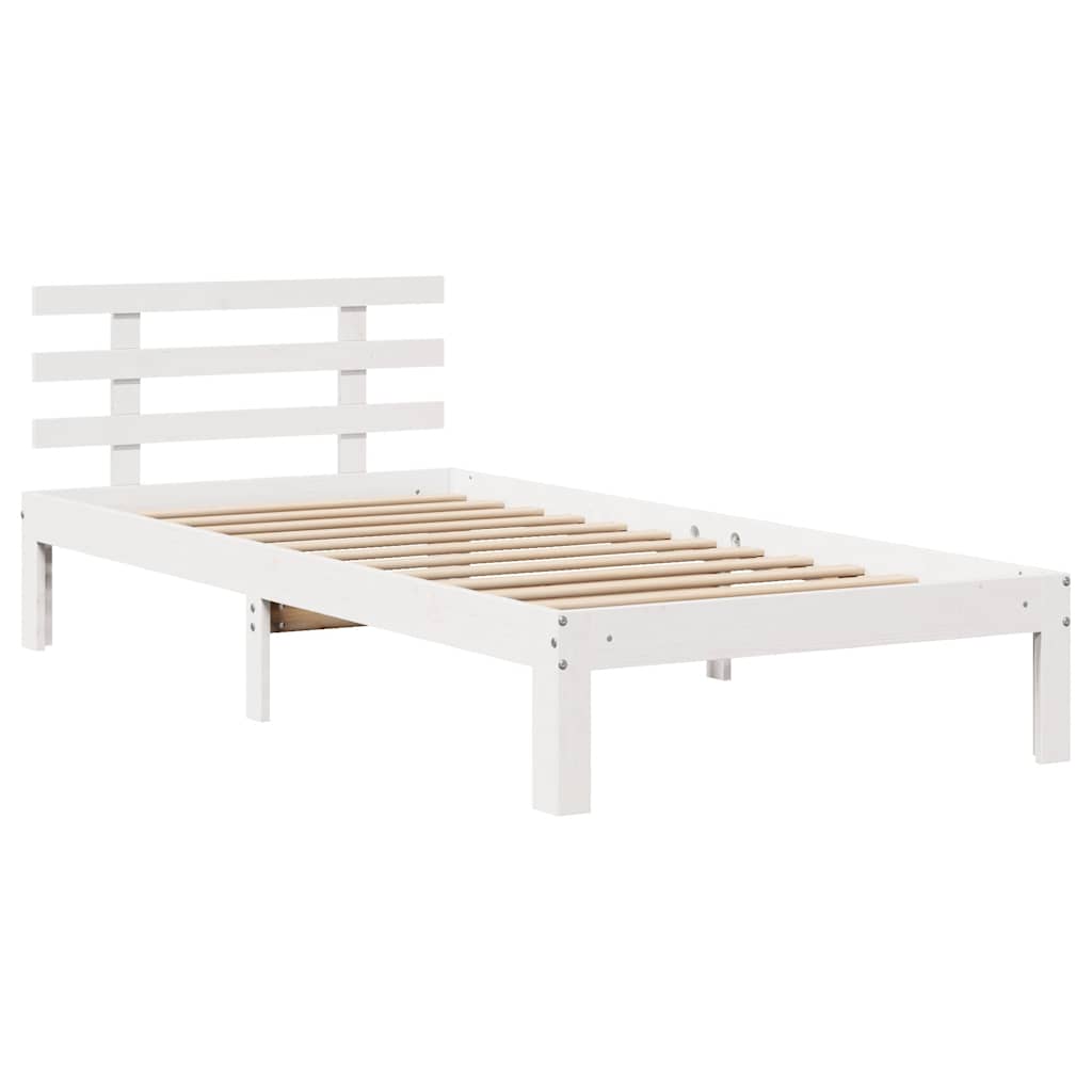 sengeramme med skuffer 90x200 cm massivt fyrretræ hvid