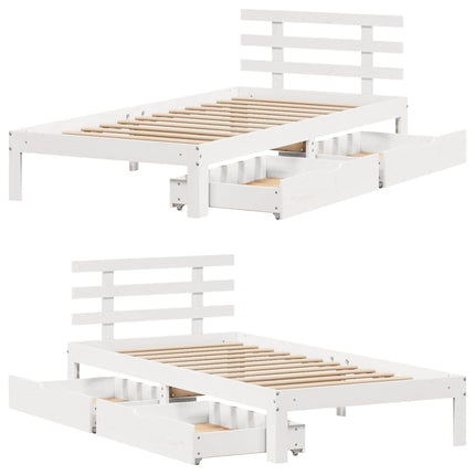 sengeramme med skuffer 90x200 cm massivt fyrretræ hvid