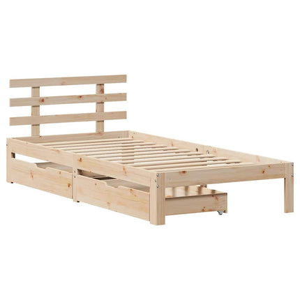 sengeramme med skuffer 100x200 cm massivt fyrretræ