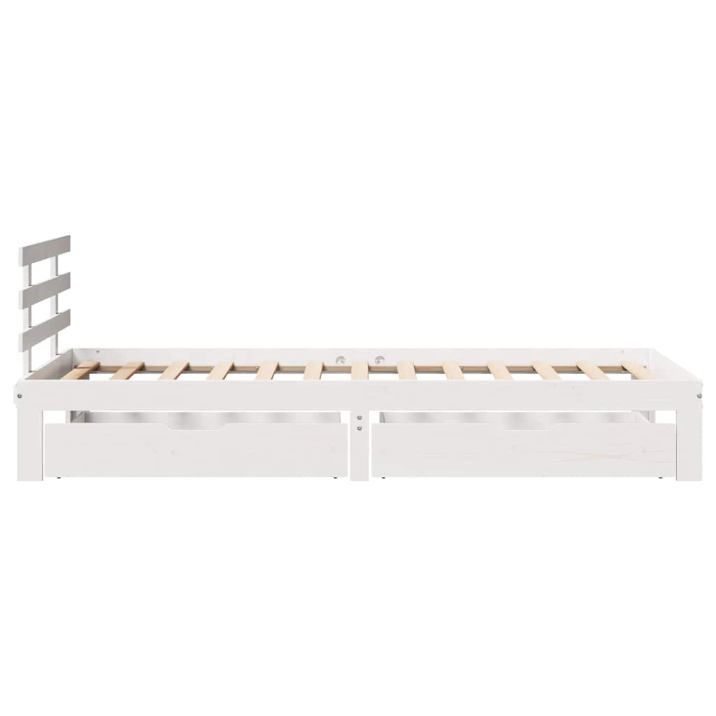 sengeramme med skuffer 100x200 cm massivt fyrretræ hvid