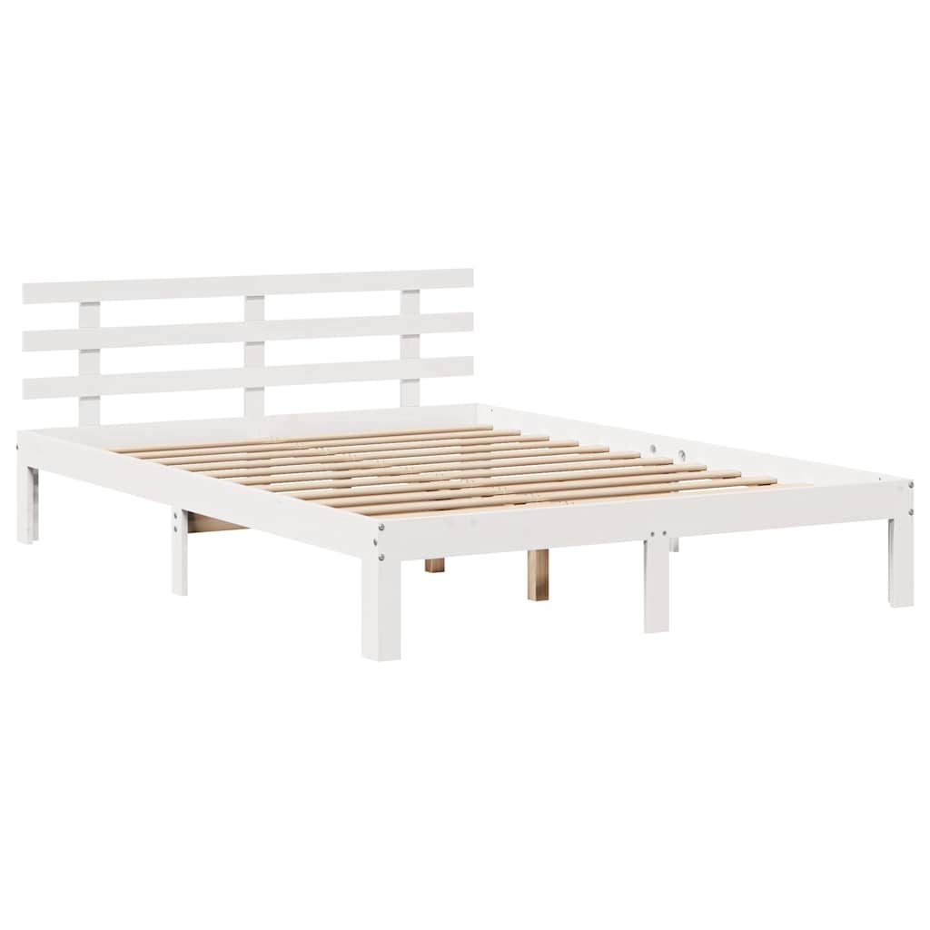sengeramme med skuffer 140x200 cm massivt fyrretræ hvid