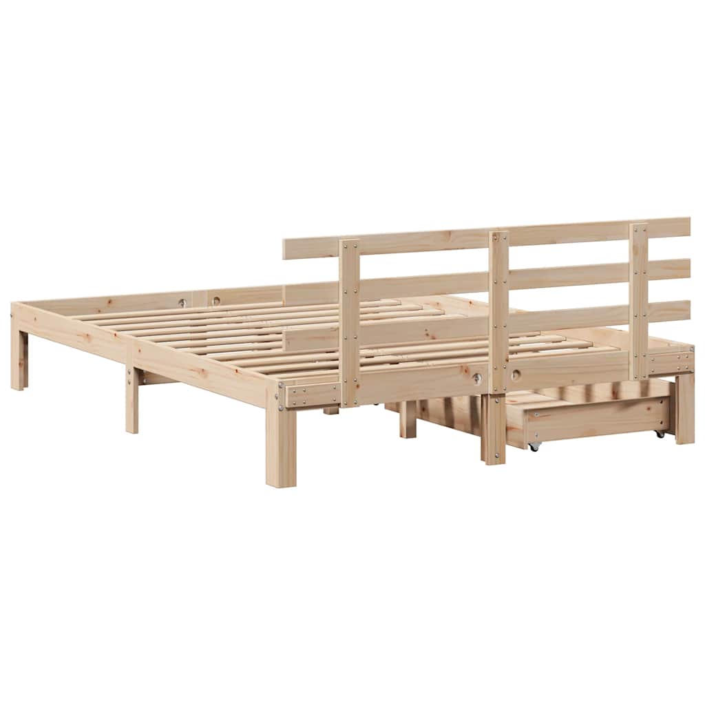 sengeramme med skuffer 160x200 cm massivt fyrretræ