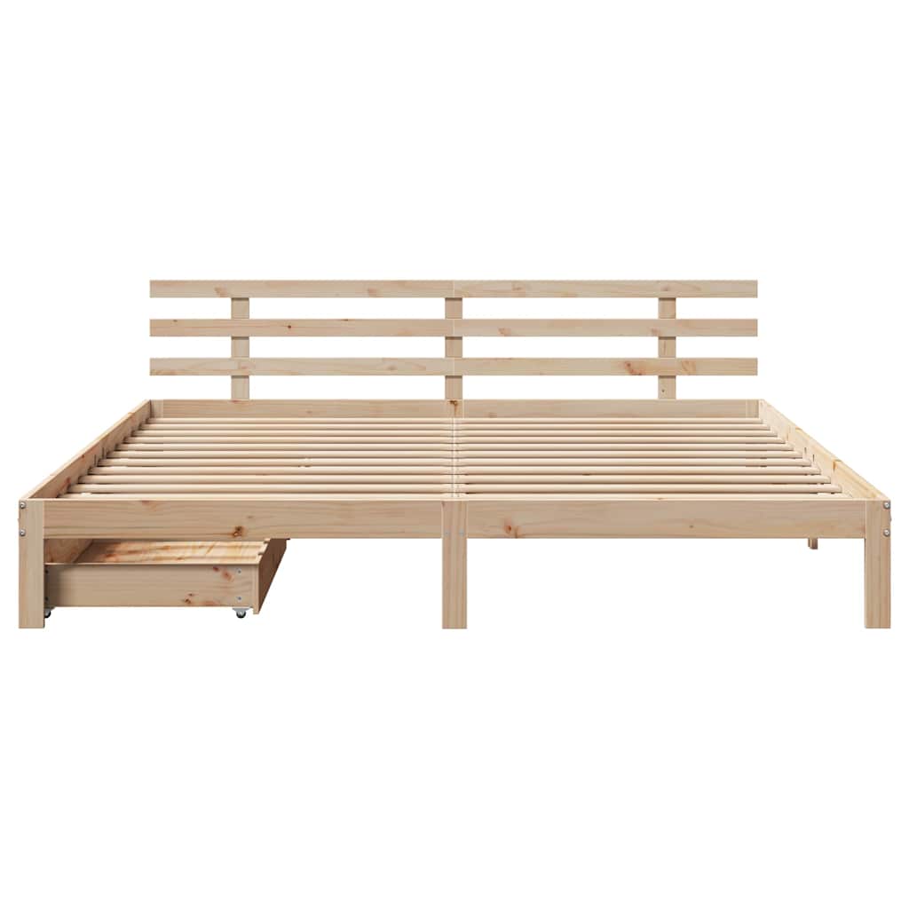 sengeramme med skuffer 200x200 cm massivt fyrretræ