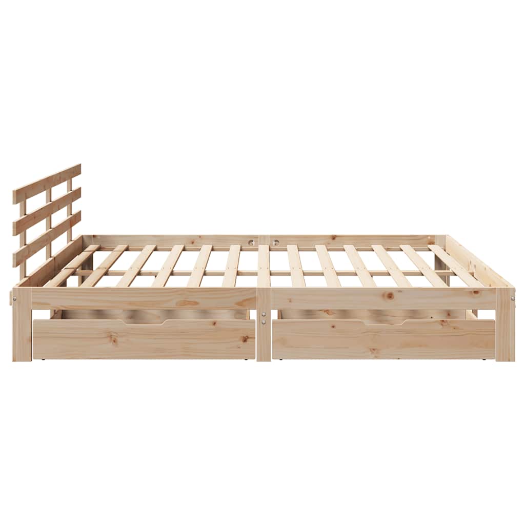 sengeramme med skuffer 200x200 cm massivt fyrretræ