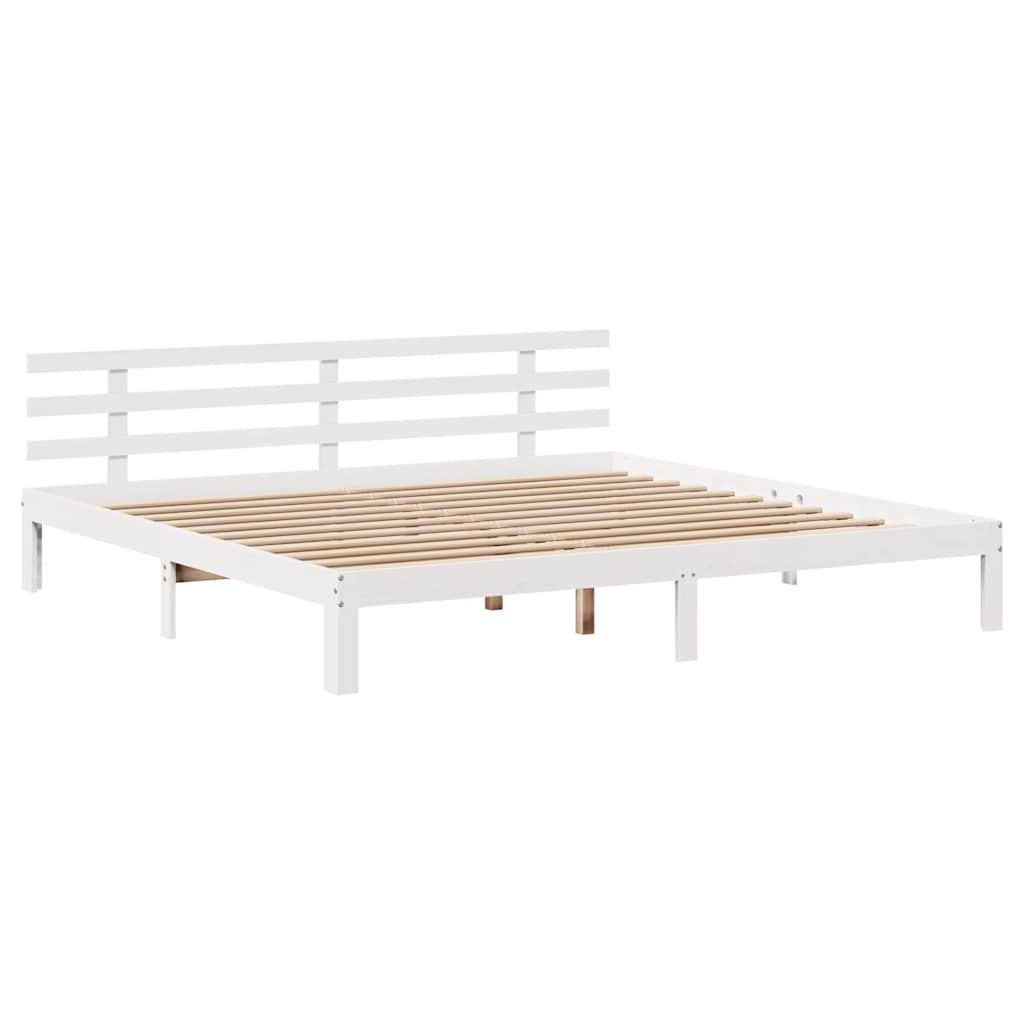 sengeramme med skuffer 200x200 cm massivt fyrretræ hvid