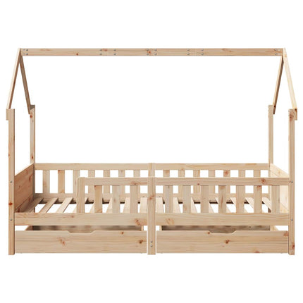 sengeramme til juniorseng m. skuffer 90x190 cm massivt fyr