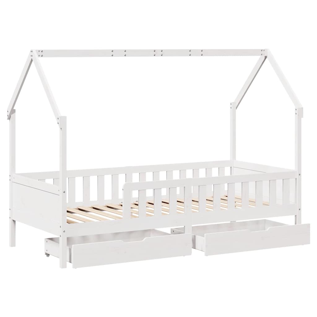 sengeramme til juniorseng m. skuffer 90x190 cm massivt fyr