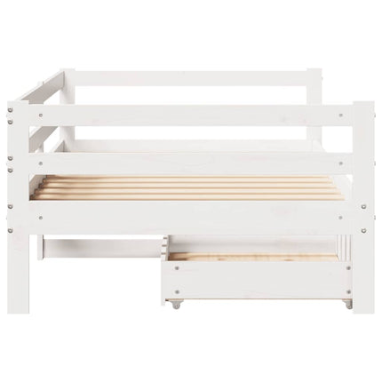 daybed med skuffer 90x200 cm massivt fyrretræ hvid