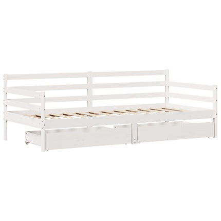 daybed med skuffer 90x200 cm massivt fyrretræ hvid